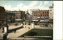 Harrington Corner and Main Street from City Hall Postcard