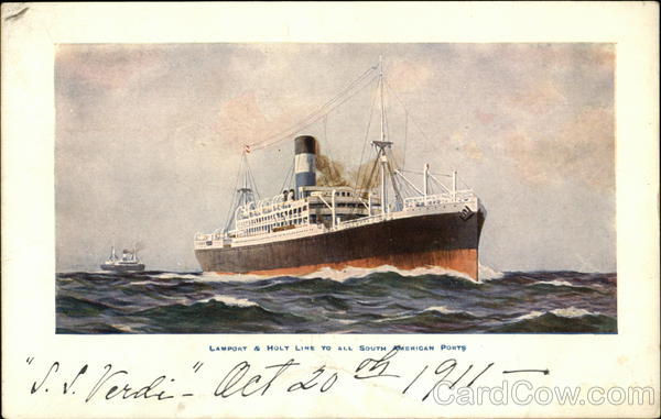 Lamport & Holt Line to All South American Ports Boats, Ships