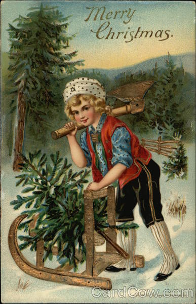 Merry Christmas. - Outdoors with Christmas Tree Children