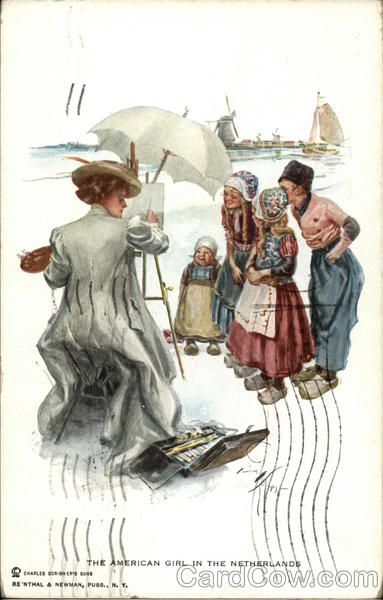 The American Girl in the Netherlands - Artist Painting with others nearby