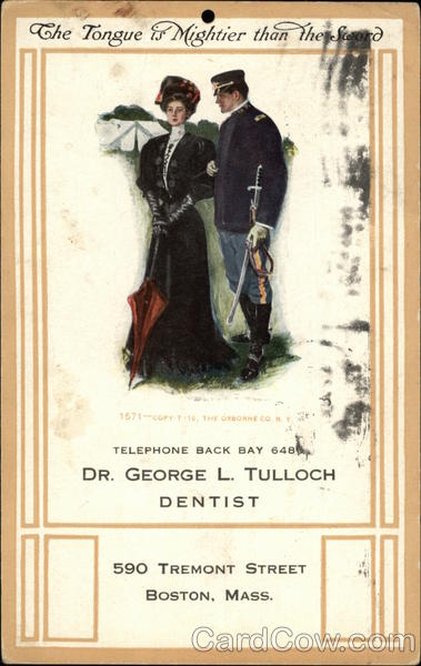 Dr. George L. Tulloch Dentist Advertisement with Military Couple