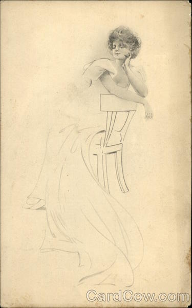 Sketch of a woman sitting on a chair Women