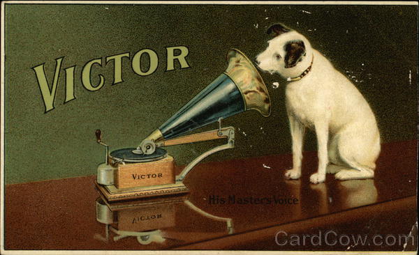 Dog Looking into Victor Phonograph Advertising