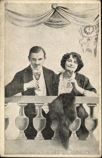 Couple Drinking Wine on a Rail New Year's