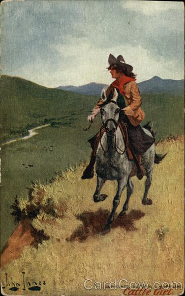 Troilene Western Scene - Cattle Girl on Horseback John Innes
