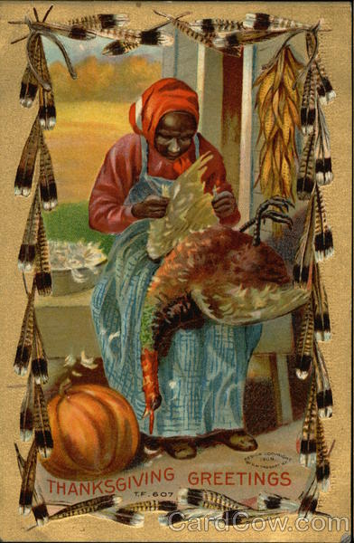 African American Woman Plucking Turkey Feathers Blacks