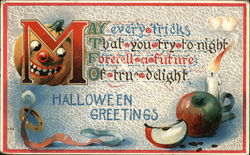 May Every Ticks That You Try To-Night Foretell a Future of True Delight Halloween Greetings Postcard