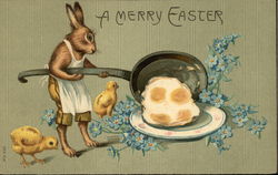 Easter Bunny Frying Eggs with Chicks Easter Bunny Frying Eggs with Chicks