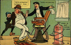 Man Being Forced Into Dentist's Chair Postcard