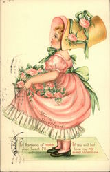 In Festoons of Roses Your Heart I'll Entwine If You Will But Love me My Sweet Valentine Children Postcard Postcard Postcard