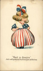 "Maid in America" And Well Protected by Uncle Sam and his Boys Patriotic Postcard Postcard Postcard