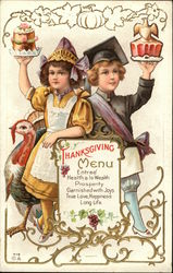 Thanksgiving Menu Children Postcard Postcard Postcard