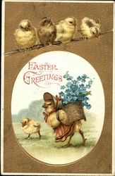 Easter Greetings With Chicks Postcard Postcard Postcard