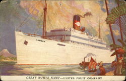 Great White Fleet -- United Fruit Company - Ship with Antigua Written on it Postcard