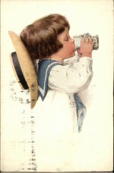 Boy in Sailor Suit Drinking from a Glass Postcard