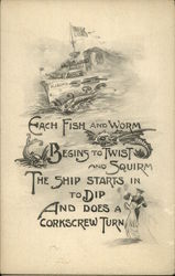 Each Fish and Worm Begins to Twist and Squirm ... Postcard