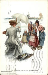 The American Girl in the Netherlands - Artist Painting with others nearby Postcard