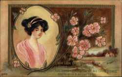 Woman and Flowers with Written Poem Postcard