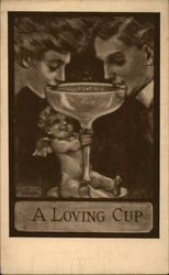Woman and Man Drink from a Loving Cup that Cupid is Holding Woman and Man Drink from a Loving Cup that Cupid is Holding