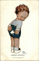 Little Boy with Tear in His Pants Children Postcard Postcard Postcard