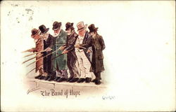 Dejected Men Fishing Close Together Postcard