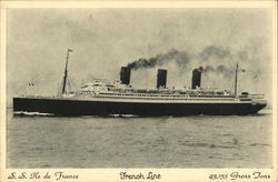 S.S. Ile de France Postcard