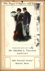 Dr. George L. Tulloch Dentist Advertisement with Military Couple Postcard