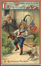 Yankee Doodle Came to Town, Riding on a Pony, A Glorious Fourth 4th of July Postcard Postcard Postcard