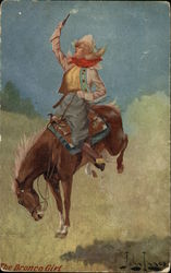 The Bronco Girl Cowboy Western Postcard Postcard Postcard