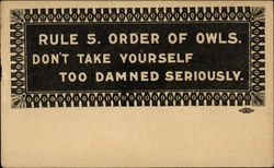 Comic Rule from Order of Owls Postcard