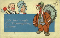 Anthropomorphic Turkey Thwarting Couple Trying to Kill It Turkeys Postcard Postcard Postcard