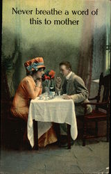 Couple at Table with Champagne Postcard