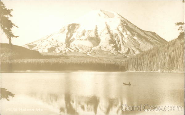 Lake and Boat in front of Mt. St. Helens Mount St. Helens Washington