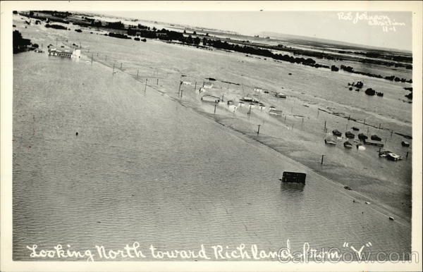 Flooded Town - Aerial View Looking North from Y Richland Washington