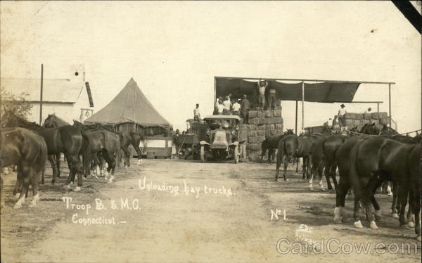 Unloading Hay Trucks - Troop B 5 M.C. Arivaca Arizona