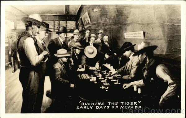 Illustrated Scene - Men Playing Poker, Early Days of Nevada
