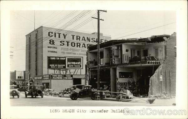 City Transfer Building and Missing Facade of Building Long Beach California