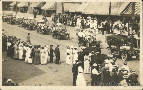 Spectators Watching Parade of Cars Pasadena California
