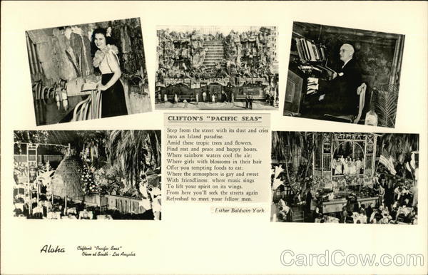 Scenes from Clifton's Pacific Seas Restaurant Los Angeles California