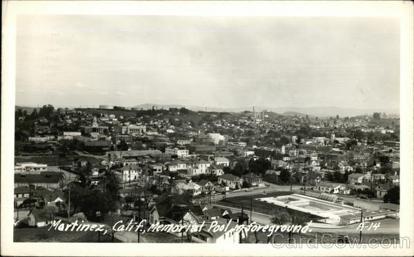 Town View with Memorial Pool in Foreground Martinez California