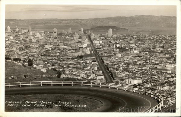 Looking Down Market Street from Twin Peaks San Francisco California