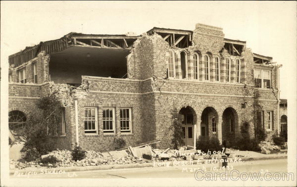 John Muir School after Earthquake March 10, 1933 Long Beach California