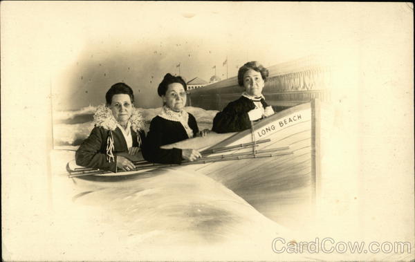 Women Posing in Painted Boat Backdrop Long Beach California