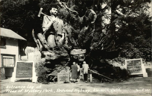 Entrance Log at Trees of Mystery Park, Redwood Highway Klamath California