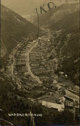 Birds Eye View of Town in Valley Wardner, ID Postcard Postcard Postcard