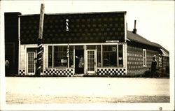 Barber Shop and Barber in the Doorway Postcard