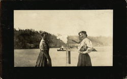 Two Women on Willamette River Across from Linnton, Oregon Postcard