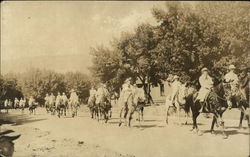 Women Riding Horses Along Street Postcard