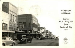Downtown Street Scene East on US Hwy. 66 from Center of City Postcard