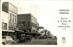 Downtown Street Scene East on US Hwy. 66 from Center of City Winslow, AZ Postcard Postcard Postcard